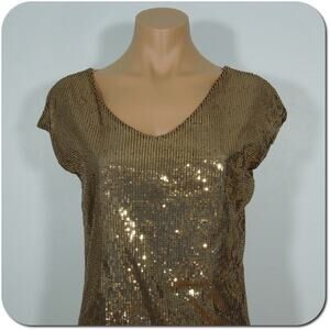 THE LIMITED Top S SMALL Womens Gold Sequin Sleeveless